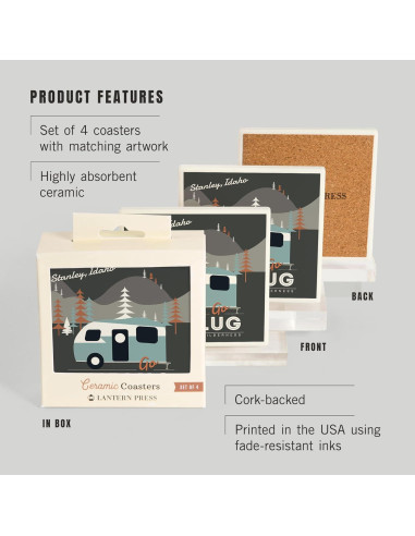 Juego de 4 Posavasos Cerámicos Lantern Press Stanley Idaho