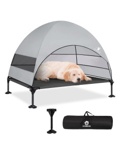 Cama Elevada para Perros CJYMMFAN con Dosel Impermeable 106.68x76.2cm