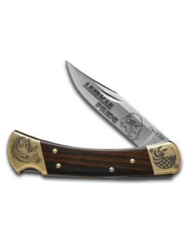 Cuchillo Plegable Buck 110 Orgullo Americano Madera Ébano