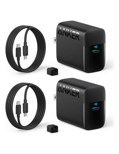 Cargador USB-C Anker 45W Rápido con 2 Cables 1.5m Negro