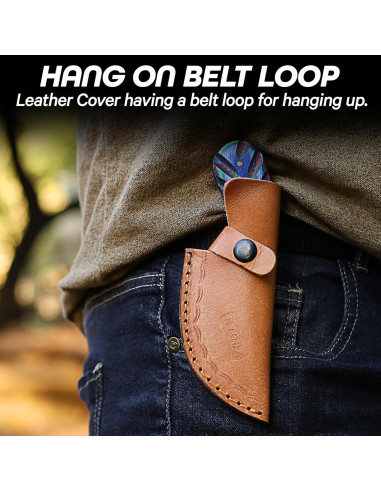 Cuchillo de Damasco RYOBA 16.5 cm con Funda de Cuero