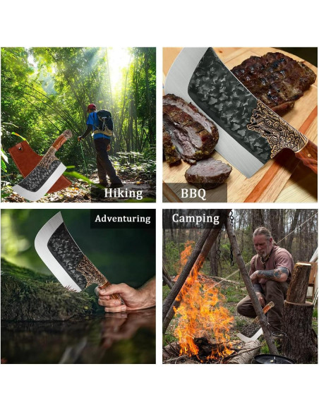 Cuchillo de Carnicero Purple Dragon 34cm Acero Alto Carbono