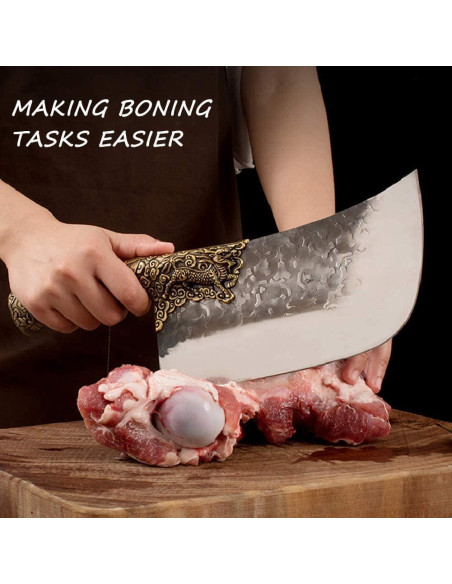 Cuchillo de Carnicero Purple Dragon 34cm Acero Alto Carbono