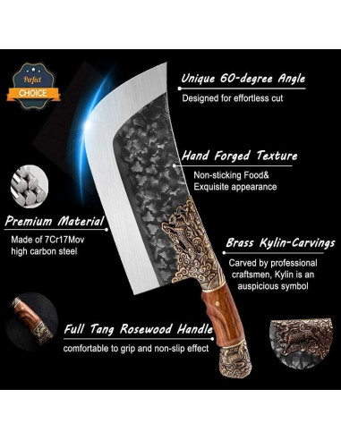 Cuchillo de Carnicero Purple Dragon 34cm Acero Alto Carbono