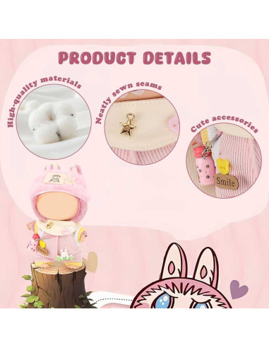 Conjunto de Ropa para Muñeca WALLFID 17cm 4 Piezas Rosa Dulce