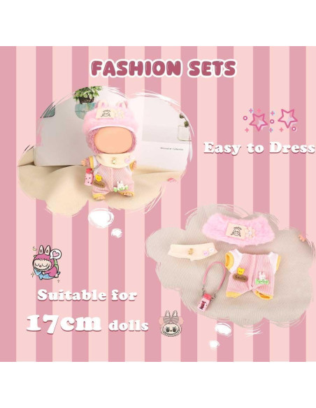Conjunto de Ropa para Muñeca WALLFID 17cm 4 Piezas Rosa Dulce