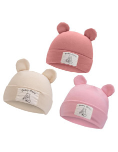 Gorro de Oso KIDOCHEESE para Bebé Niña - 3 Colores Suaves