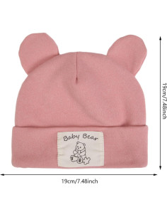 Gorro de Oso KIDOCHEESE para Bebé Niña - 3 Colores Suaves 2