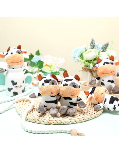 20 Llaveros de Vaca de Peluche Lewtemi para Regalo de Fiesta