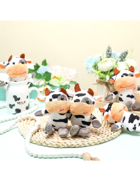 20 Llaveros de Vaca de Peluche Lewtemi para Regalo de Fiesta