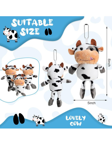 20 Llaveros de Vaca de Peluche Lewtemi para Regalo de Fiesta