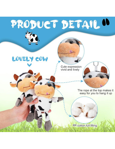 20 Llaveros de Vaca de Peluche Lewtemi para Regalo de Fiesta