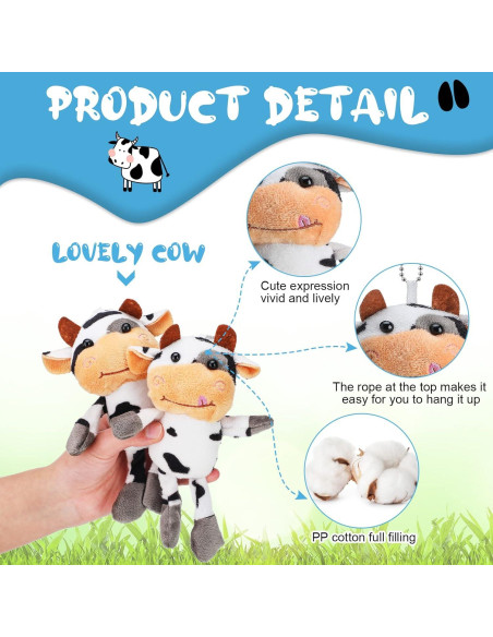 20 Llaveros de Vaca de Peluche Lewtemi para Regalo de Fiesta