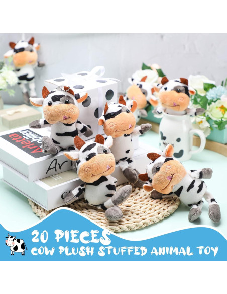 20 Llaveros de Vaca de Peluche Lewtemi para Regalo de Fiesta