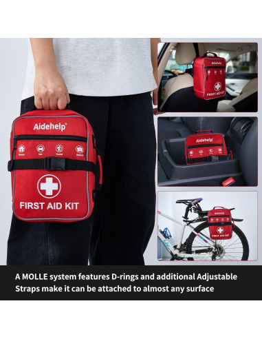 Kit de Primeros Auxilios AIDEHELP 520 Piezas - Emergencia Rojo