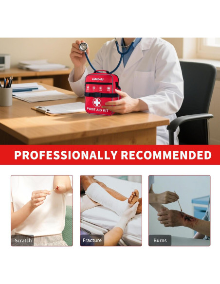 Kit de Primeros Auxilios AIDEHELP 520 Piezas - Emergencia Rojo