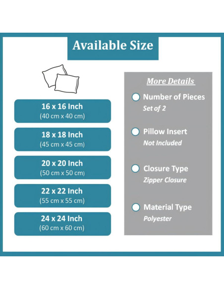 Erosebridal Fundas de Cojín Cuadradas 40.64 cm Set de 2