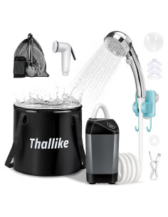 Ducha de Camping Portátil Thallike con Cubo Plegable 28L