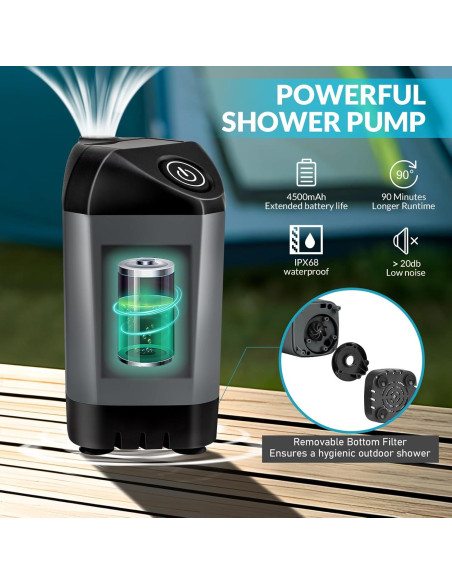 Ducha de Camping Portátil Thallike con Cubo Plegable 28L