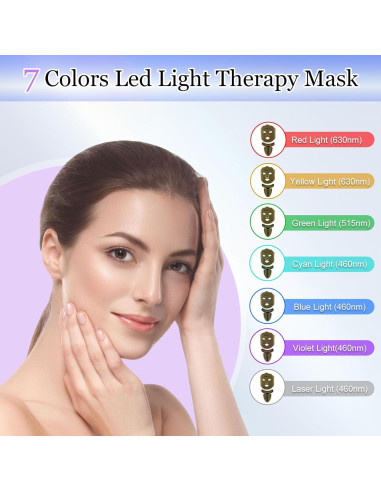 Máscara de Terapia de Luz Roja SECOCTSR 7 Colores 3 Brillos