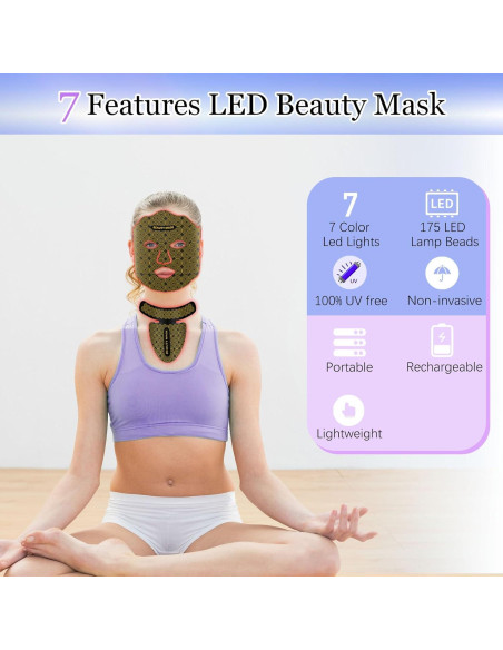 Máscara de Terapia de Luz Roja SECOCTSR 7 Colores 3 Brillos