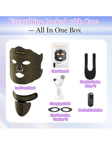 Máscara de Terapia de Luz Roja SECOCTSR 7 Colores 3 Brillos