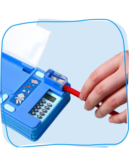 Estuche Multifuncional LilyBeauty con Calculadora y Sacapuntas - Negro