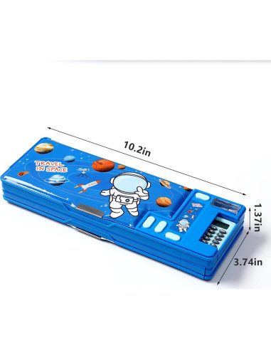 Estuche Multifuncional LilyBeauty con Calculadora y Sacapuntas - Negro