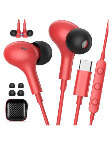 Auriculares USB C In Ear Bonitos con Micrófono y Control de Volumen