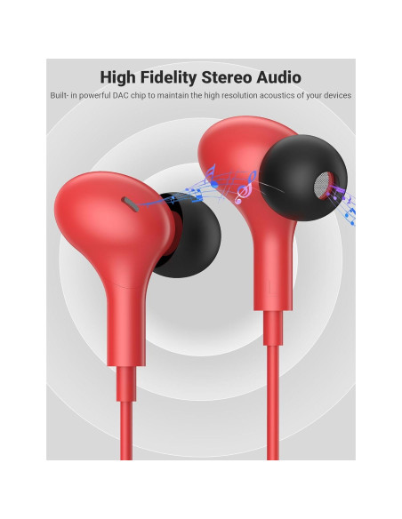 Auriculares USB C In Ear Bonitos con Micrófono y Control de Volumen