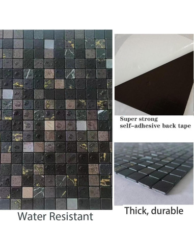 10 Hojas Azulejo Autoadhesivo Sanyeskkiy 30.48x30.48cm Gris