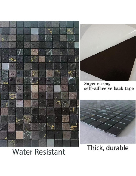 10 Hojas Azulejo Autoadhesivo Sanyeskkiy 30.48x30.48cm Gris