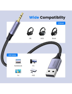 Cable USB a 2.5mm MOSWAG 1.83m Hi-Fi para Auriculares 2