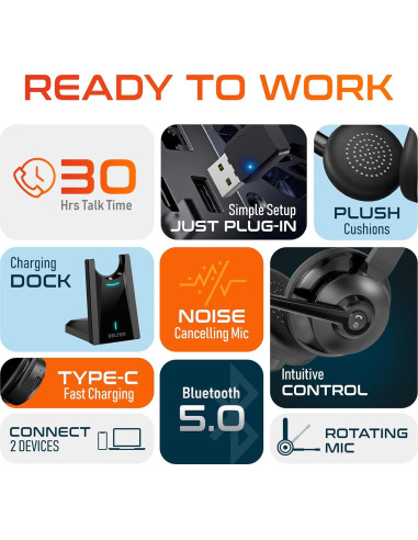 Auricular Bluetooth Delton 35X con micrófono y carga rápida