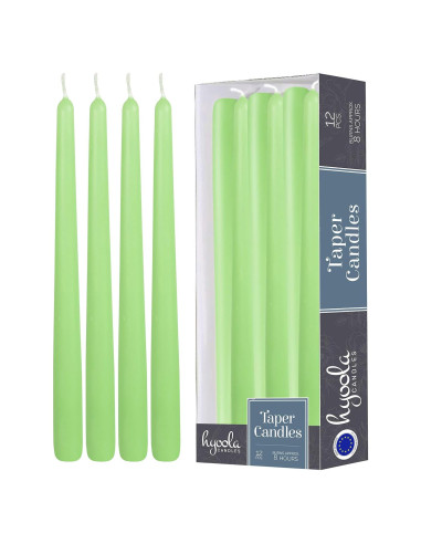 Hyoola Velas Taper Altas 12 Pack 25.4 cm Verde Apio Sin Goteo