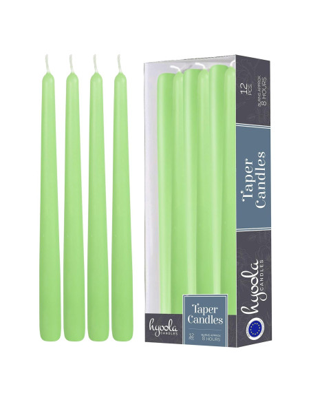 Hyoola Velas Taper Altas 12 Pack 25.4 cm Verde Apio Sin Goteo