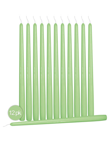 Hyoola Velas Taper Altas 12 Pack 25.4 cm Verde Apio Sin Goteo