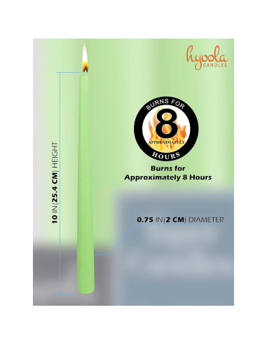 Hyoola Velas Taper Altas 12 Pack 25.4 cm Verde Apio Sin Goteo
