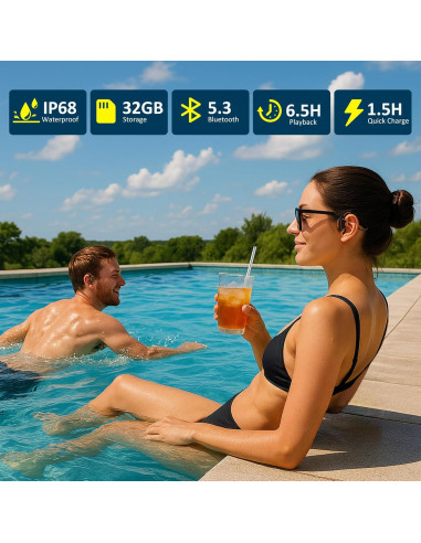 Auriculares de Conducción Ósea Alex OPENEAR Wave IP68 Naranja