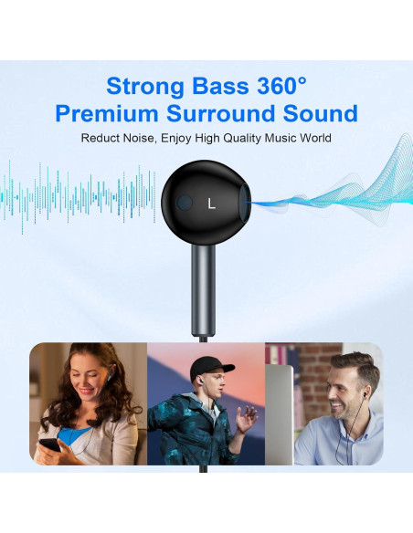 Auriculares USB C Samsung M60 con micrófono 4 pies Negro