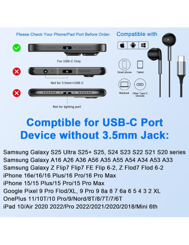 Auriculares USB C Samsung M60 con micrófono 4 pies Negro