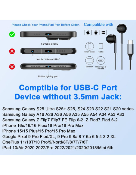 Auriculares USB C Samsung M60 con micrófono 4 pies Negro