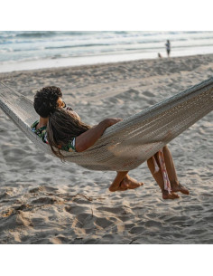 Hamaca Doble Tejida a Mano Lazydaze Beige 204 kg 2