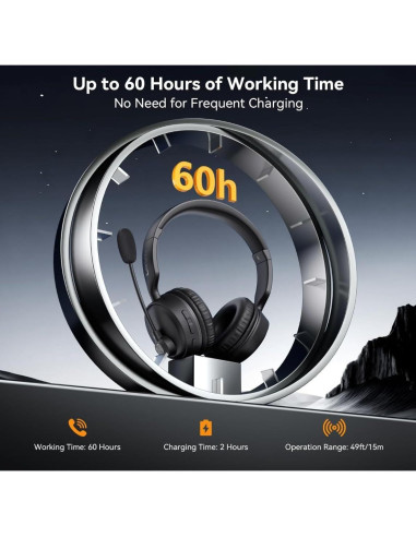 Auriculares Bluetooth LEVN LE-CT003 con micrófono, 60h de batería