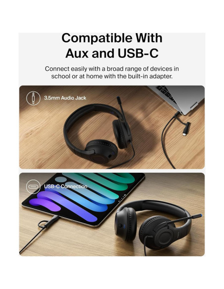 Auriculares con cable Belkin SoundForm Inspire para niños - Negro