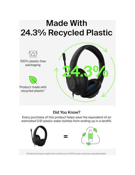 Auriculares con cable Belkin SoundForm Inspire para niños - Negro