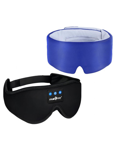 MUSICOZY Máscara de Sueño de Seda Fría con Auriculares Bluetooth