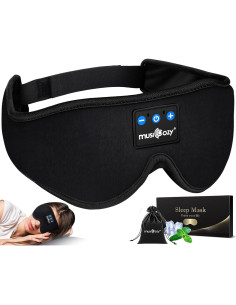 MUSICOZY Máscara de Sueño de Seda Fría con Auriculares Bluetooth 2