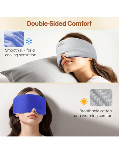 MUSICOZY Máscara de Sueño de Seda Fría con Auriculares Bluetooth