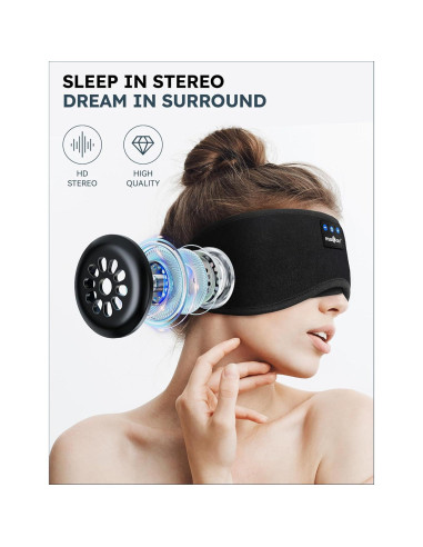 MUSICOZY Máscara de Sueño de Seda Fría con Auriculares Bluetooth